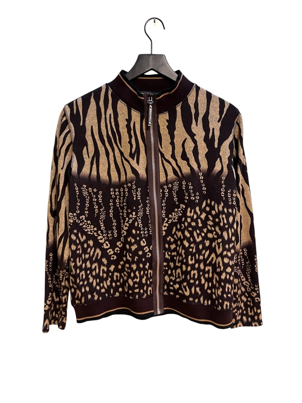 Monte Milano Brown Animal Print Zip-Front Jacket